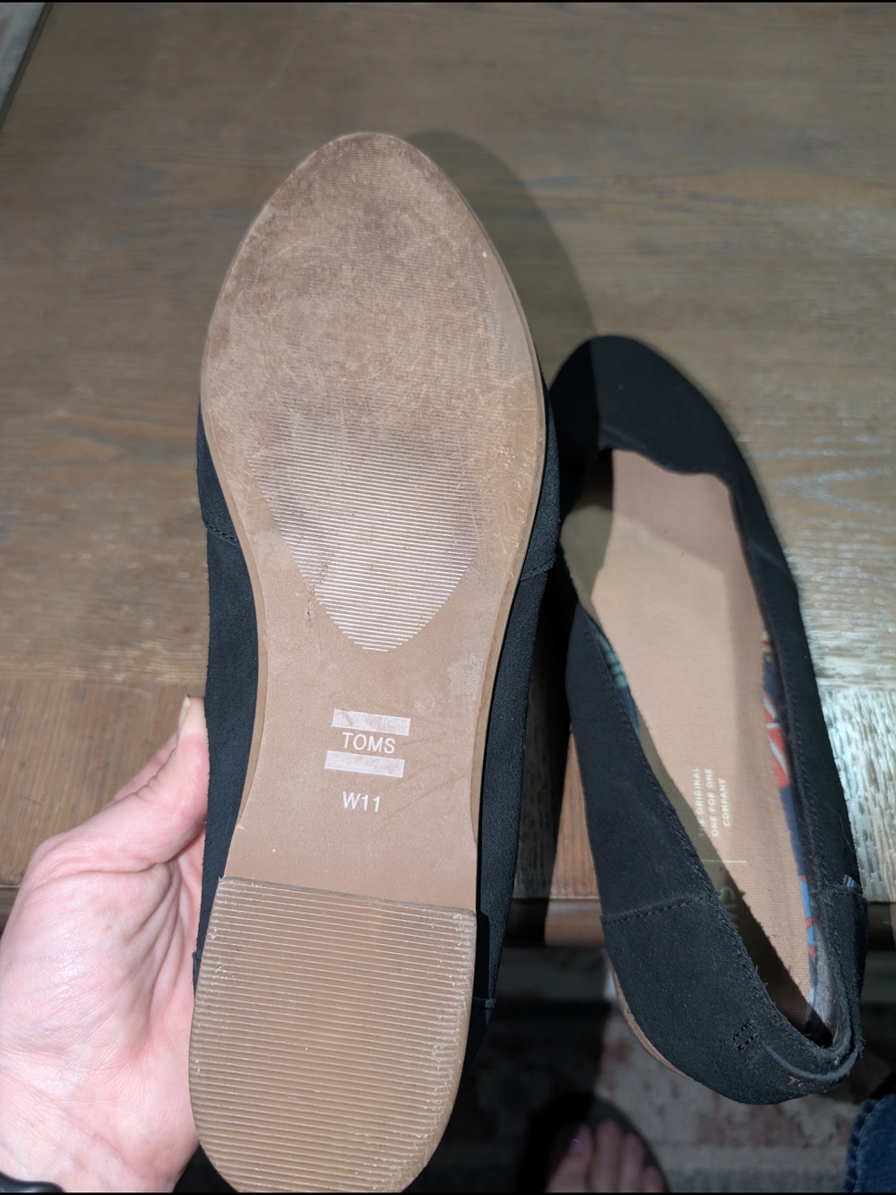 Tom's Black Women's Suede Flats - Size 11 - Picture 6 of 7